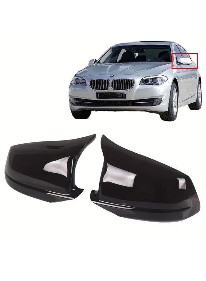 غطاء غلاف مرآة BMW سلسلة 5 طرازات F10 وF11 وF18 باللون الأسود اللامع مناسب مباشرة - Image 1
